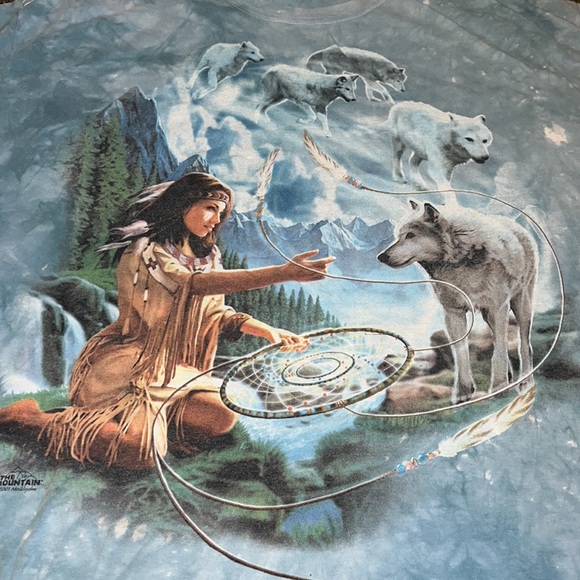 Vintage 2001 the mountain Native American wolf shirt size XL - Picture 2 of 4